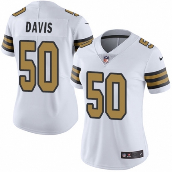 Women's Nike New Orleans Saints 50 DeMario Davis Limited White Rush Vapor Untouchable NFL Jersey