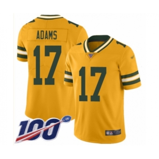 Youth Green Bay Packers 17 Davante Adams Limited Gold Inverted Legend 100th Season Football Jersey