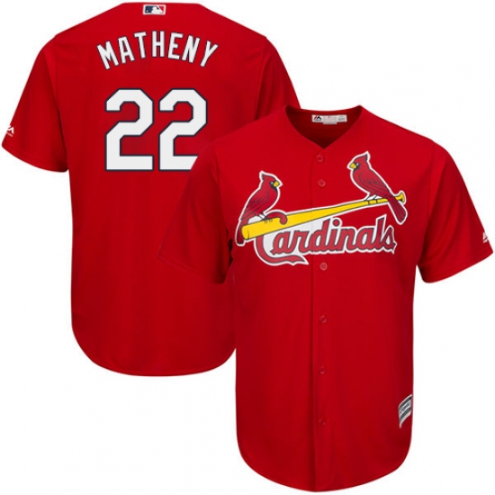 Youth Majestic St. Louis Cardinals 22 Mike Matheny Authentic Red Alternate Cool Base MLB Jersey