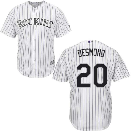 Youth Majestic Colorado Rockies 20 Ian Desmond Authentic White Home Cool Base MLB Jersey