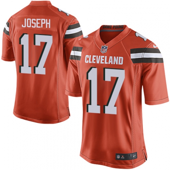 Men's Nike Cleveland Browns 17 Greg Joseph Game Orange Alternate NFL Jersey