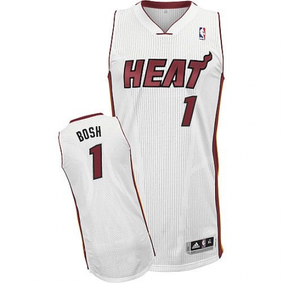 Men's Adidas Miami Heat 1 Chris Bosh Authentic White Home NBA Jersey