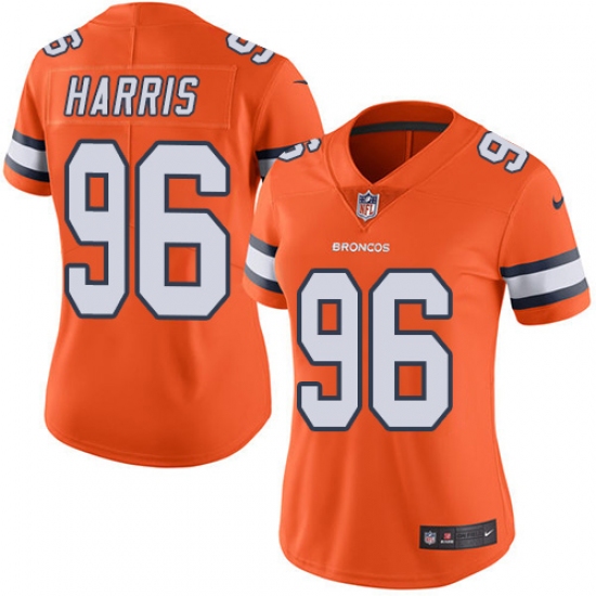 Women's Nike Denver Broncos 96 Shelby Harris Limited Orange Rush Vapor Untouchable NFL Jersey