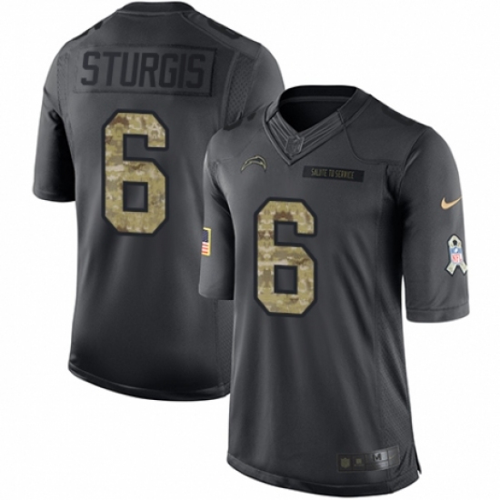 Men's Nike Los Angeles Chargers 6 Caleb Sturgis Limited Black 2016 Salute to Service NFL Jersey