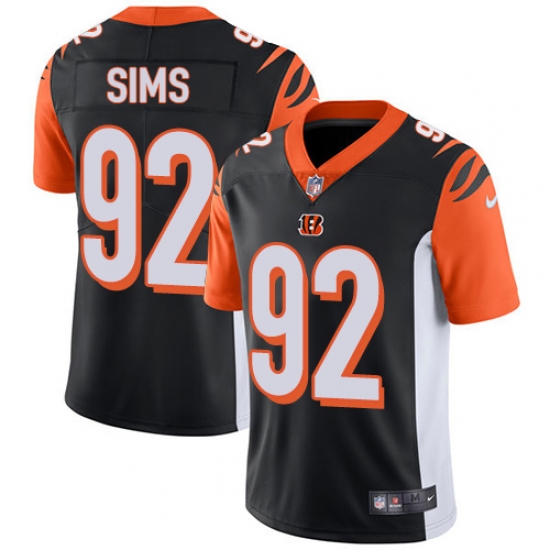 Men's Nike Cincinnati Bengals 92 Pat Sims Vapor Untouchable Limited Black Team Color NFL Jersey