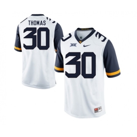 West Virginia Mountaineers 30 J.T. Thomas White College Football Jersey