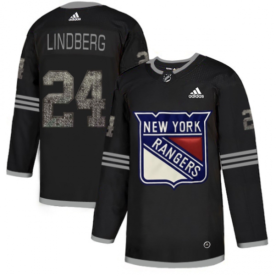 Men's Adidas New York Rangers 24 Oscar Lindberg Black Authentic Classic Stitched NHL Jersey