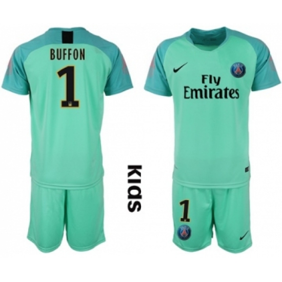 Paris Saint Germain 1 Buffon Green Goalkeeper Kid Soccer Club Jersey