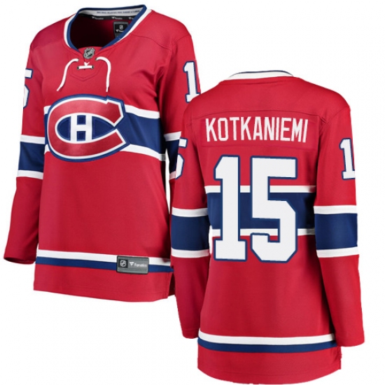 Women's Montreal Canadiens 15 Jesperi Kotkaniemi Authentic Red Home Fanatics Branded Breakaway NHL Jersey
