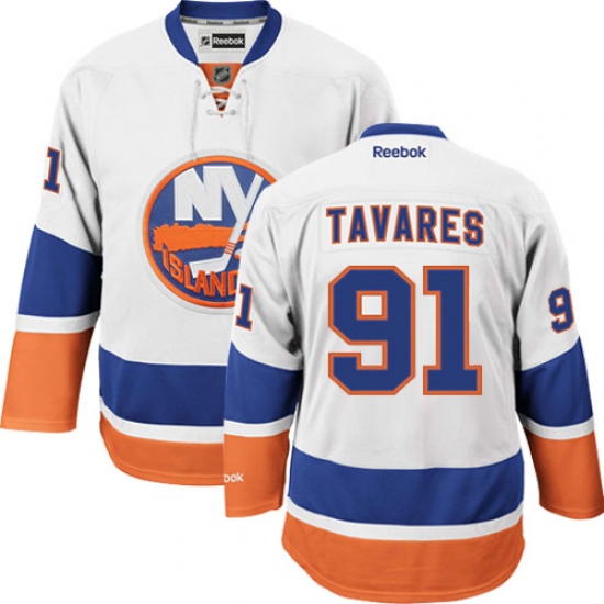 Men's Reebok New York Islanders 91 John Tavares Authentic White Away NHL Jersey