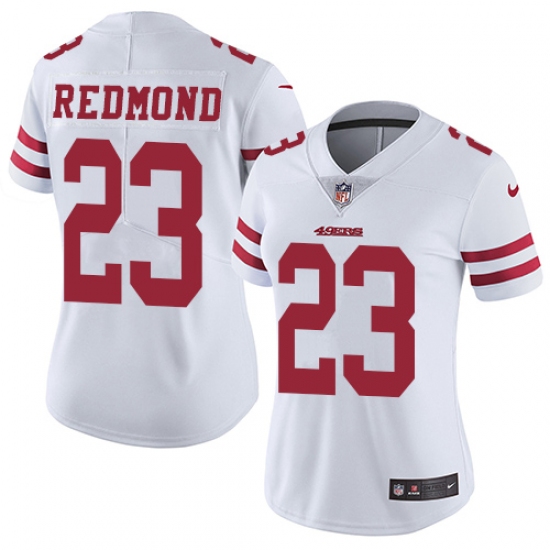 Women's Nike San Francisco 49ers 23 Will Redmond Elite White NFL Jersey