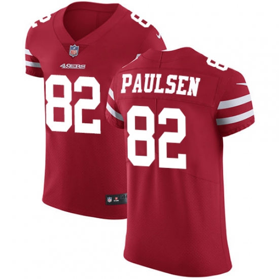 Men's Nike San Francisco 49ers 82 Logan Paulsen Red Team Color Vapor Untouchable Elite Player NFL Jersey