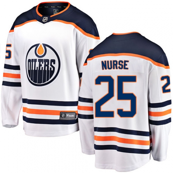 Men's Edmonton Oilers 25 Darnell Nurse Fanatics Branded White Away Breakaway NHL Jersey