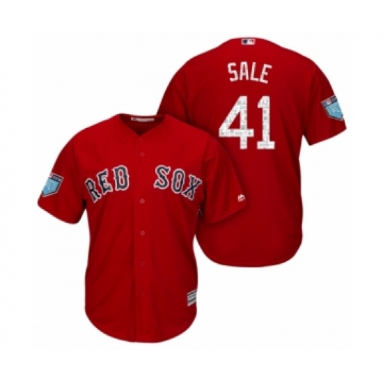 Women's Boston Red Sox 41 Chris Sale Majestic Scarlet 2018 Spring Training Cool Base Jersey