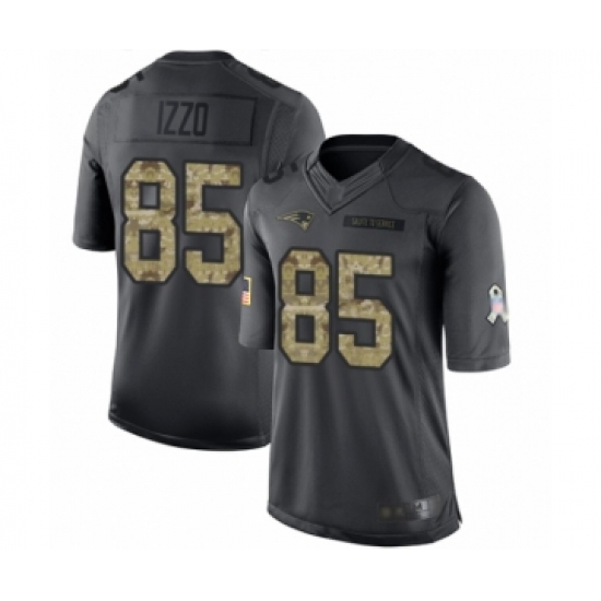 Men's New England Patriots 85 Ryan Izzo Limited Black 2016 Salute to Service Football Jersey
