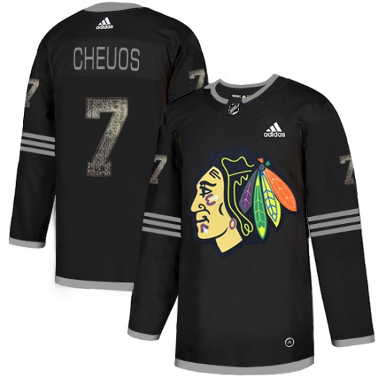 Men's Adidas Chicago Blackhawks 7 Chris Chelios Black Authentic Classic Stitched NHL Jersey