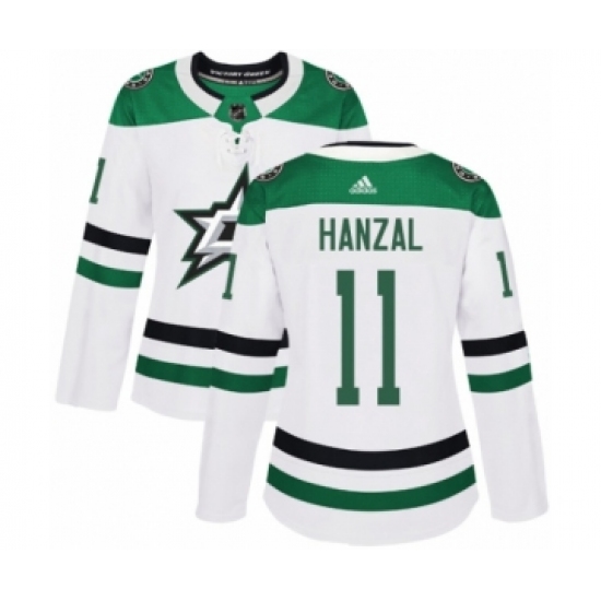 Women's Adidas Dallas Stars 11 Martin Hanzal Authentic White Away NHL Jersey