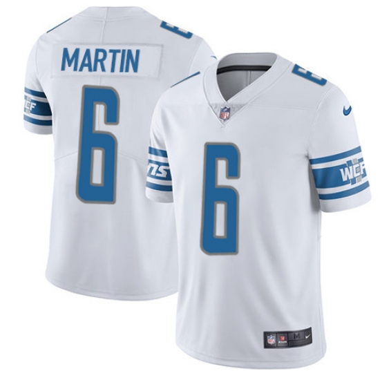 Men's Nike Detroit Lions 6 Sam Martin Elite White NFL Jersey