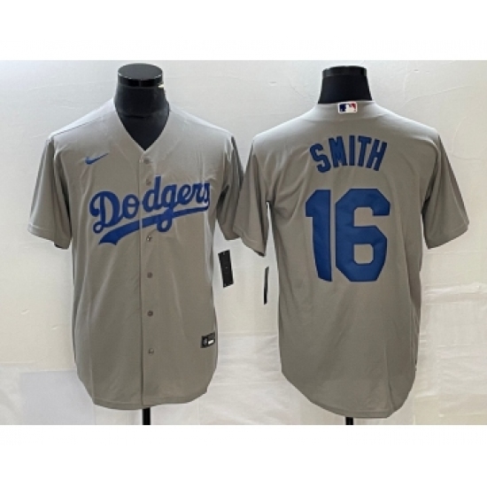 Men's Nike Los Angeles Dodgers 16 Will Smith Grey Stitched Cool Base Nike Jersey