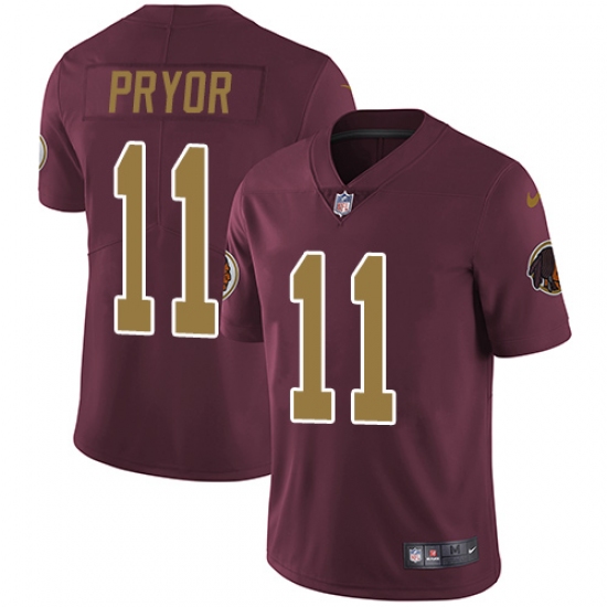 Youth Nike Washington Redskins 11 Terrelle Pryor Burgundy Red/Gold Number Alternate 80TH Anniversary Vapor Untouchable Limited Player NFL Jersey