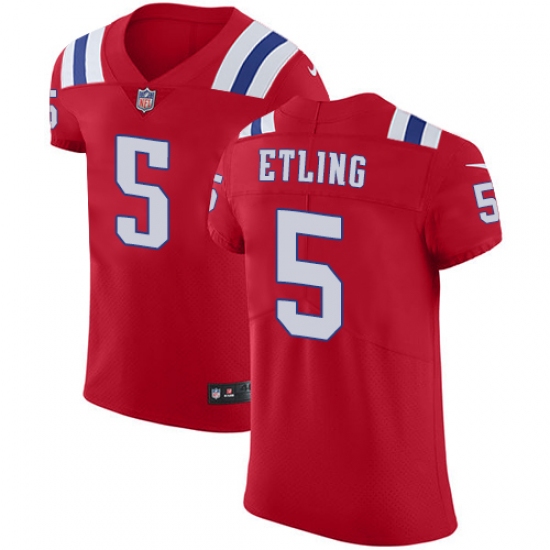 Men's Nike New England Patriots 5 Danny Etling Red Alternate Vapor Untouchable Elite Player NFL Jersey