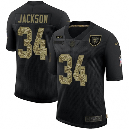 Men's Oakland Raiders 34 Bo Jackson Camo 2020 Salute To Service Limited Jersey