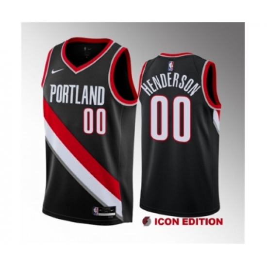 Men's Portland Trail Blazers 00 Scoot Henderson Black 2023 Draft Icon Edition Stitched Basketball Jersey