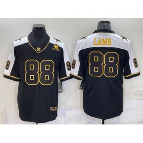 Men's Dallas Cowboys 88 CeeDee Lamb Black Gold Thanksgiving With Stitched Jersey