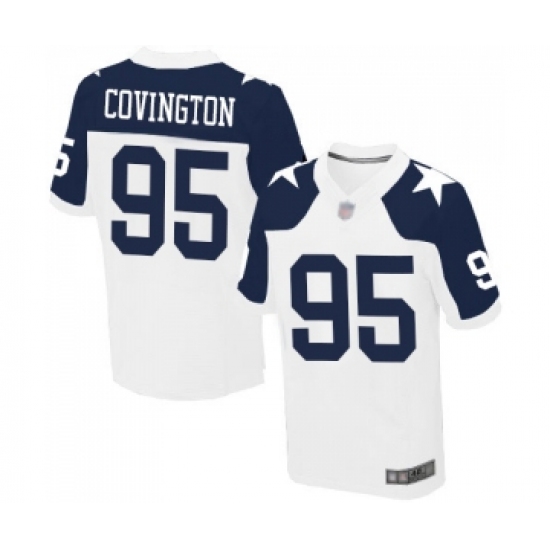 Men's Dallas Cowboys 95 Christian Covington Elite White Throwback Alternate Football Jersey