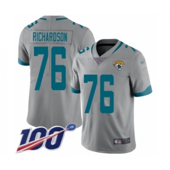 Youth Jacksonville Jaguars 76 Will Richardson Silver Inverted Legend Limited 100th Season Football Jersey