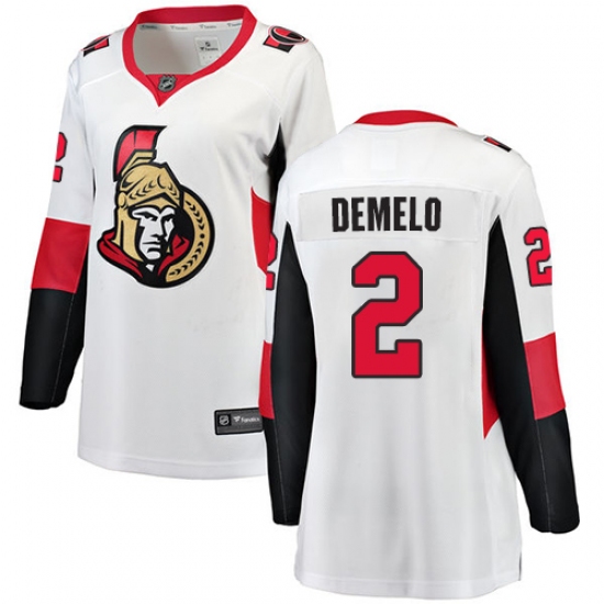 Women's Ottawa Senators 2 Dylan DeMelo Fanatics Branded White Away Breakaway NHL Jersey