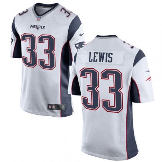 Men's Nike New England Patriots 33 Dion Lewis Game White NFL Jersey
