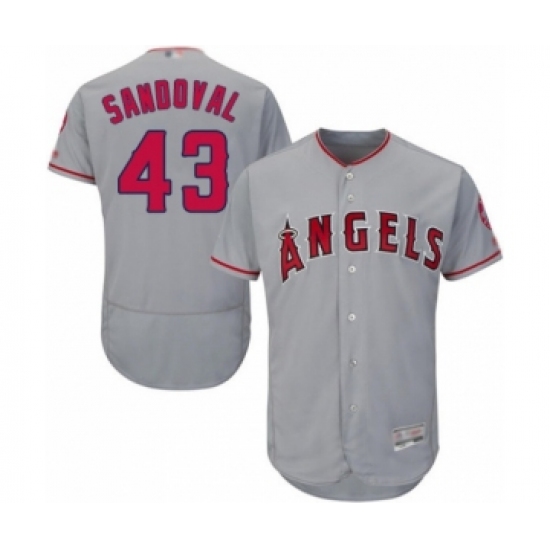 Men's Los Angeles Angels of Anaheim 43 Patrick Sandoval Grey Road Flex Base Authentic Collection Baseball Player Jersey