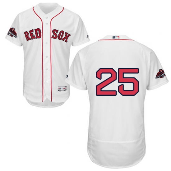 Men's Majestic Boston Red Sox 25 Tony Conigliaro White Home Flex Base Authentic Collection 2018 World Series Champions MLB Jersey