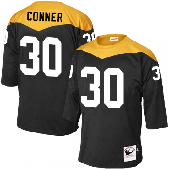 Men's Mitchell and Ness Pittsburgh Steelers 30 James Conner Elite Black 1967 Home Throwback NFL Jersey