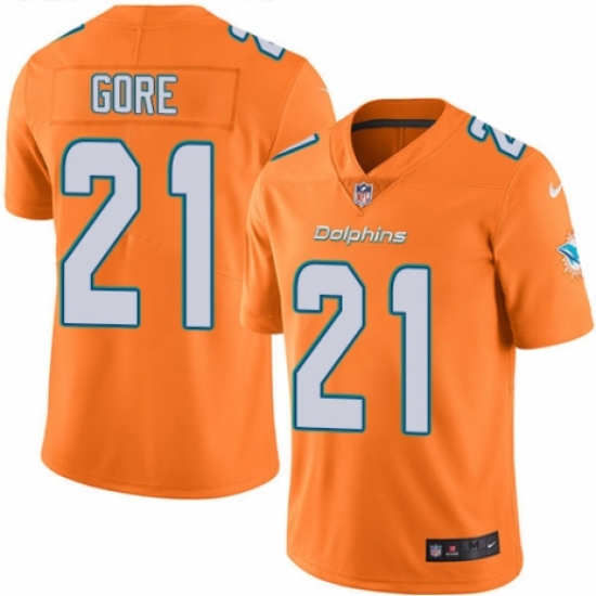 Men's Nike Miami Dolphins 21 Frank Gore Limited Orange Rush Vapor Untouchable NFL Jersey