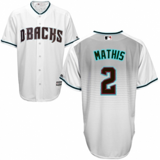 Men's Majestic Arizona Diamondbacks 2 Jeff Mathis Replica White/Capri Cool Base MLB Jersey