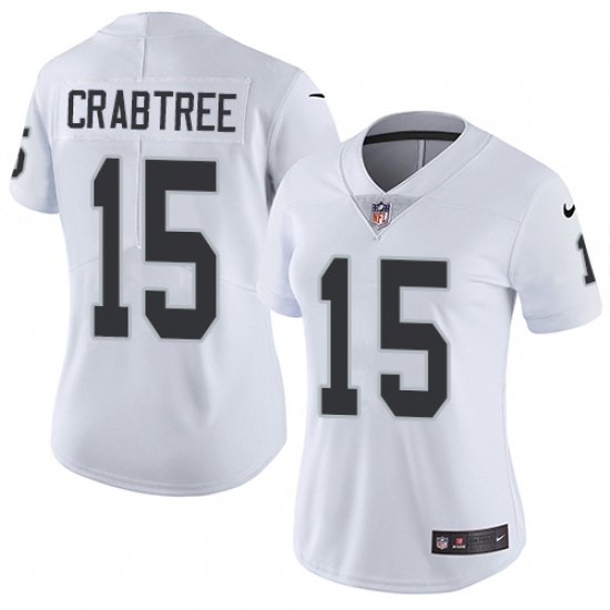 Women's Nike Oakland Raiders 15 Michael Crabtree White Vapor Untouchable Limited Player NFL Jersey