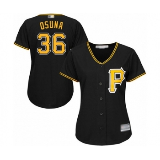 Women's Pittsburgh Pirates 36 Jose Osuna Authentic Black Alternate Cool Base Baseball Player Jersey