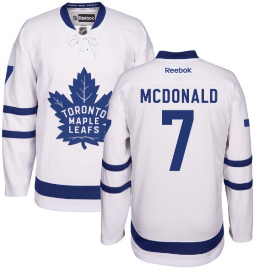 Men's Reebok Toronto Maple Leafs 7 Lanny McDonald Authentic White Away NHL Jersey