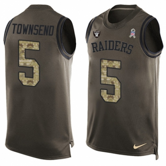 Men's Nike Oakland Raiders 5 Johnny Townsend Limited Green Salute to Service Tank Top NFL Jersey