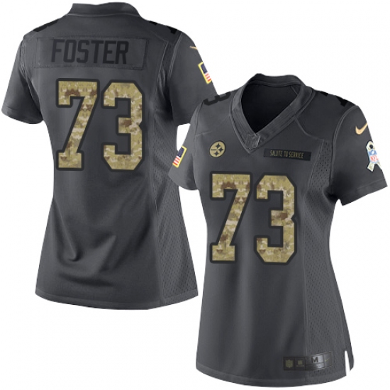 Women's Nike Pittsburgh Steelers 73 Ramon Foster Limited Black 2016 Salute to Service NFL Jersey