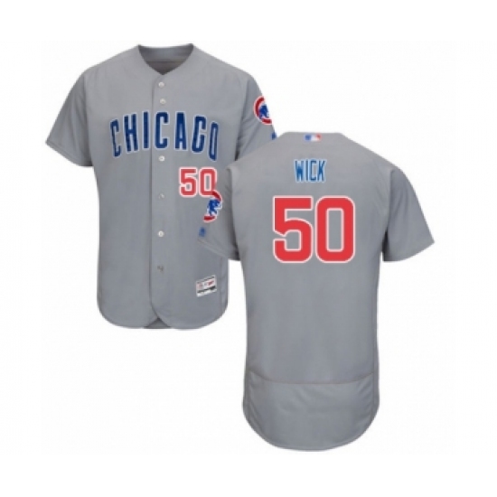 Men's Chicago Cubs 50 Rowan Wick Grey Road Flex Base Authentic Collection Baseball Player Jersey