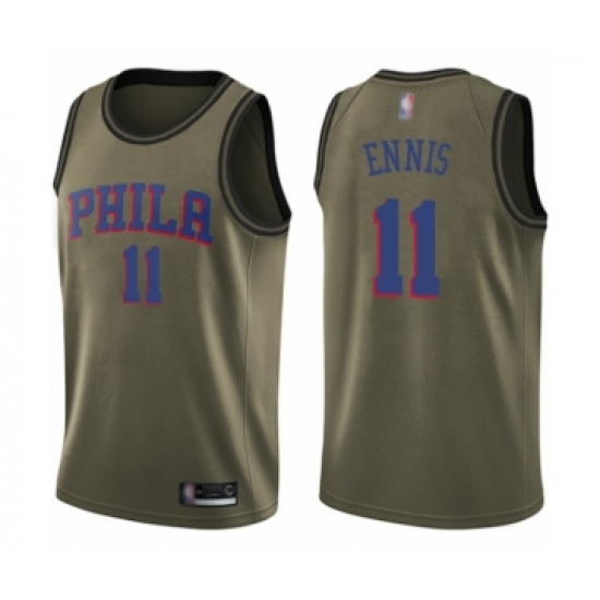Men's Philadelphia 76ers 11 James Ennis Swingman Green Salute to Service Basketball Jersey
