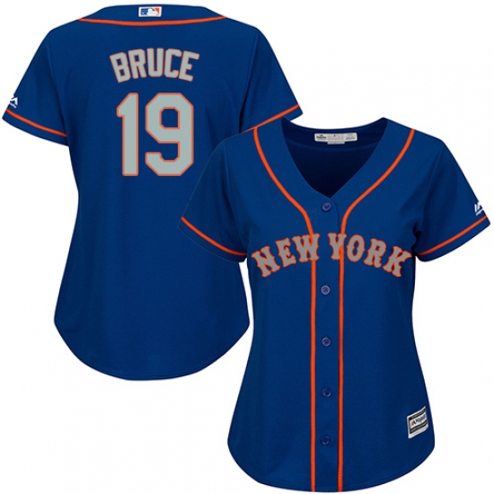 Women's Majestic New York Mets 19 Jay Bruce Replica Royal Blue Alternate Road Cool Base MLB Jersey