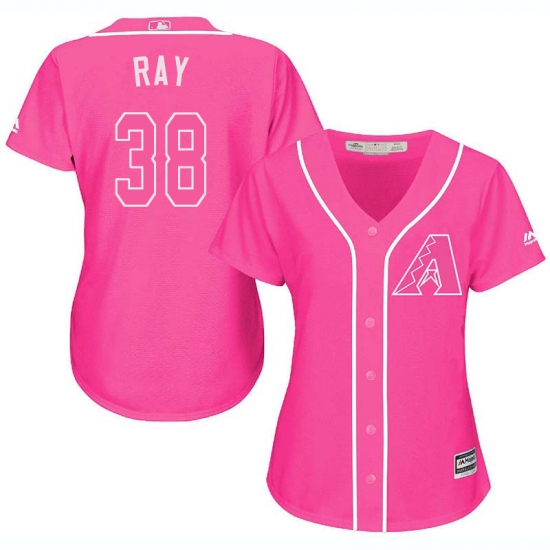 Women's Majestic Arizona Diamondbacks 38 Robbie Ray Authentic Pink Fashion MLB Jersey