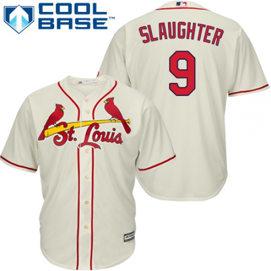 Youth Majestic St. Louis Cardinals 9 Enos Slaughter Replica Cream Alternate Cool Base MLB Jersey