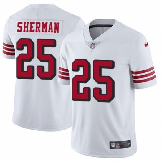 Men's Nike San Francisco 49ers 25 Richard Sherman Elite White Rush Vapor Untouchable NFL Jersey