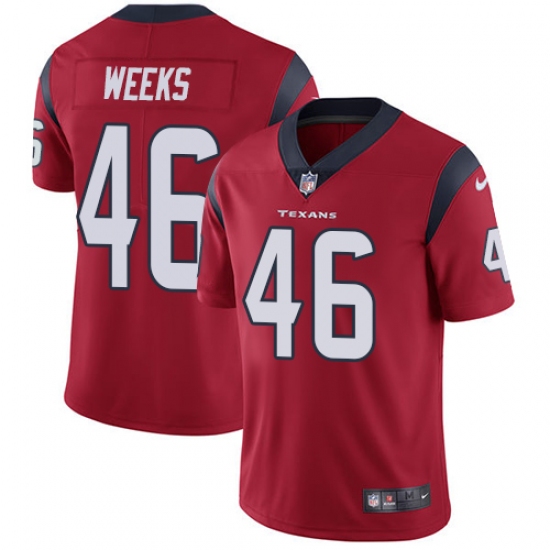 Men's Nike Houston Texans 46 Jon Weeks Limited Red Alternate Vapor Untouchable NFL Jersey