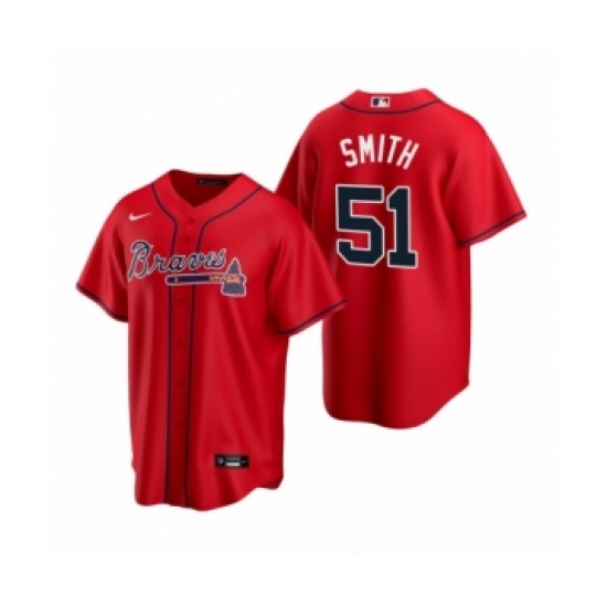 Women Atlanta Braves 51 Will Smith Nike Red 2020 Replica Alternate Jersey